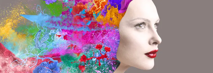 woman with multi colors in hair