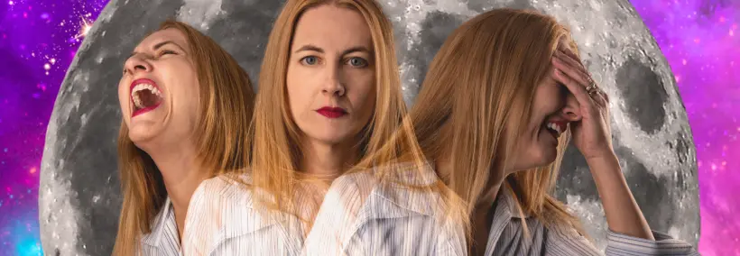 three woman with a purple background