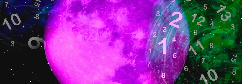 pink moon transparency with floating number in space