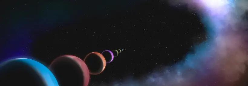Planets lined up, each has its own placement